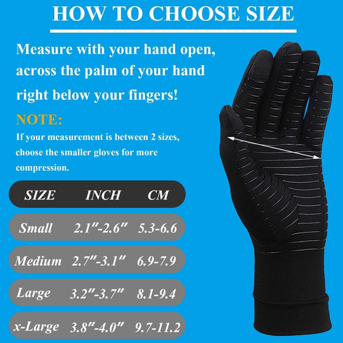 2 Pairs Copper Arthritis Gloves for Hand Pain, Full Finger Compression Gloves for Men and Women, Support Wrist, Joint