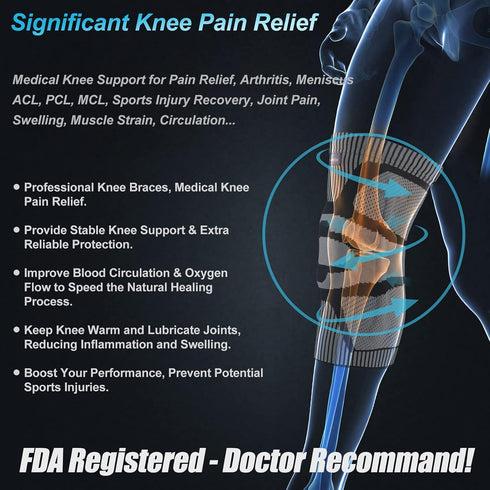 NEENCA Knee Brace for Knee Pain Relief, Medical Knee Support with Patella Pad & Side Stabilizers, Compression Knee