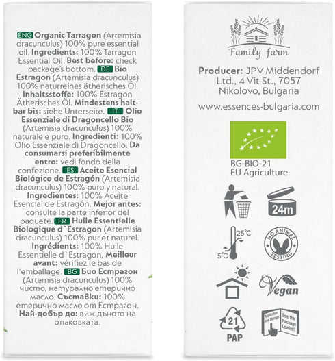 Essences Bulgaria Organic Tarragon Essential Oil 1/6 Fl Oz | 100% Pure and Natural | Therapeutic Grade