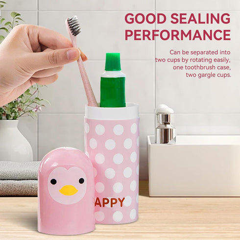 Travel Toothbrush Case, Cute Portable Toothbrush Holder with Cover for Camping, Home, School, Business (Pink)