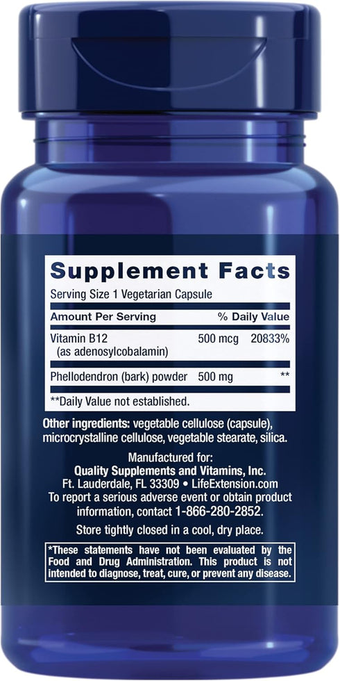 Life Extension Dopamine Advantage - Phellodendron Bark Extract Supplement with Vitamin B12 - for Youthful Dopamine Levels and Brain Health - Gluten-Free, Non-GMO, Vegetarian - 30 Capsules