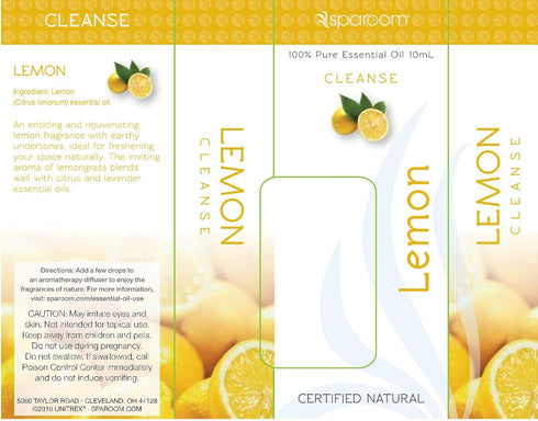 SpaRoom Aromatherapy 100% Pure Essential Oils for Diffusers, Cleanse Lemon - 10ml