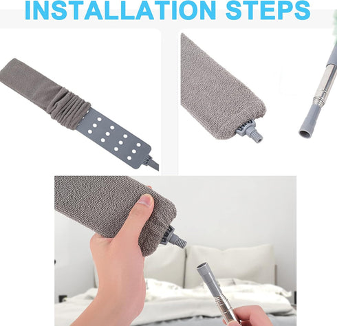 Upgraded Under Appliance Cleaning Gadgets, Microfiber Gap Duster with Extendable Pole 26-55 Inches