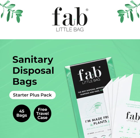 Fab Little Bag Starter Plus Pack - 45 Sanitary Disposal Bags Plus Recyclable Refill Pack for Out and About (45 Pack)