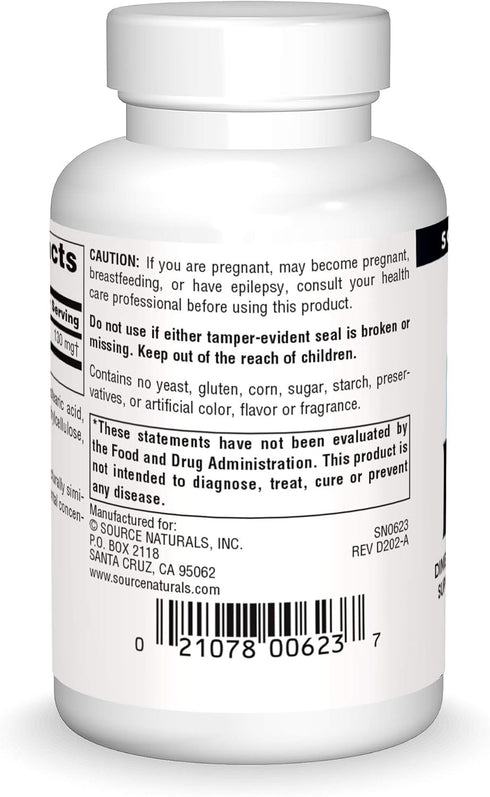 Source Naturals DMAE - Supports Mental Concentration, 100 Tablets
