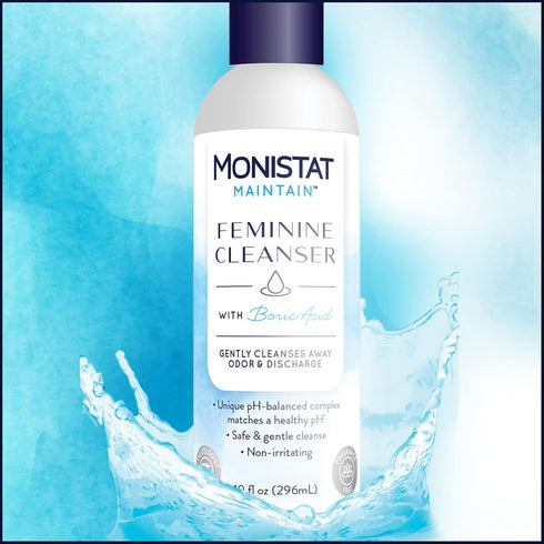 Monistat Boric Acid Feminine Cleanser - Fragrance Free Feminine Wash, 10 Fl Oz, 1 Pack
