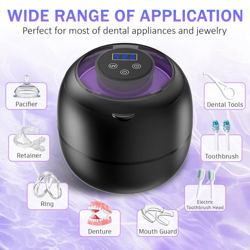 qiunhang 45kHz 210ml 4 Ultrasonic Dental Cleaner For Aligners, Night Guards, Dentures, Mouth Guards, Braces, Toothbrush