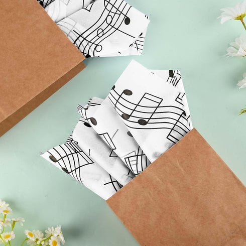 100 Sheets Musical Notes Tissue Paper, Black White Staff Pattern Gift Wrapping for Parties, 19.7 x 13.8 Inch