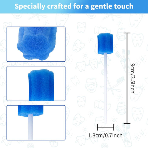 50 Pieces Disposable Oral Swabs, Unflavored Mouth Sponge Sticks for Elderly, Kids, Adults Cleaning