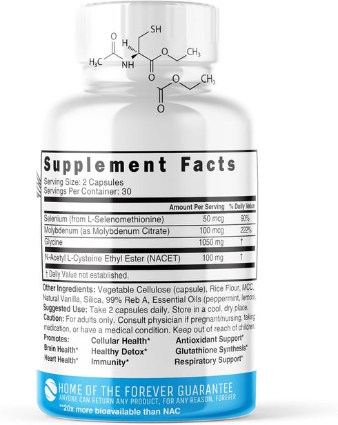 GlyNAC-ET NAC Supplement - 60 Capsules, N-Acetyl Cysteine Ethyl Ester, Boost Glutathione, Anti-Aging