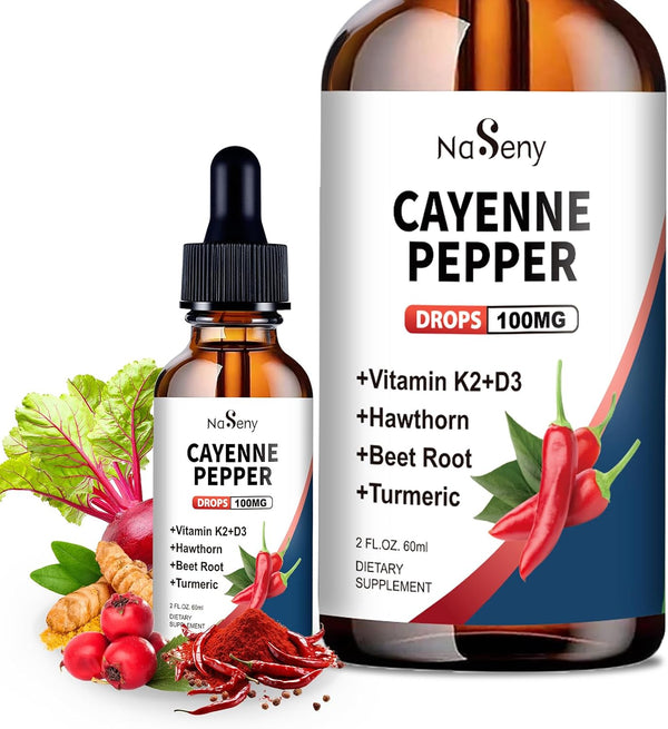 Cayenne Pepper Drops, Organic Cayenne Pepper with Hawthorn, Beet Root, Vitamin k2