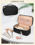 Relavel Small Makeup Bag, Travel Cosmetic Organizer for Women, 2 Layer Waterproof Black Makeup Pouch with Zipper