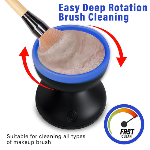 Upgrade Electric Makeup Brush Cleaner Machine, Automatic Spinner for All Size Brushes, Blue