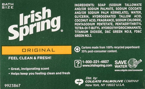 Irish Spring Original Scent Bar Soap, 3.2 oz, Pack of 2