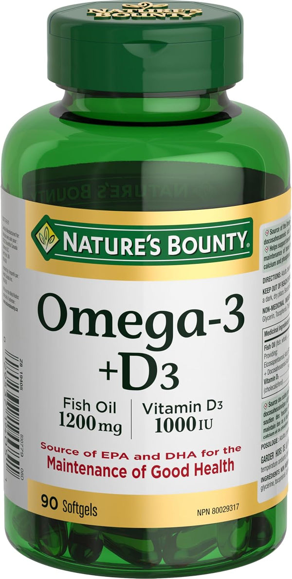 Nature's Bounty Omega-3 + D3 Fish Oil 1200mg / Vitamin D3 1000IU