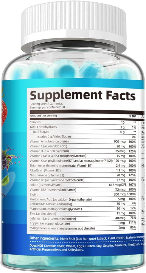 Gummies w/Omega-3, Migcopat Multivitamin for Men, Mens Multivitamins Probiotics, Inositol, Folate, Biotin, Zinc
