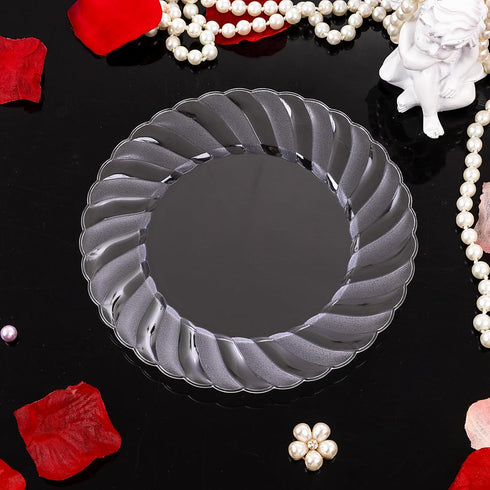 U-QE 100 Pieces Clear Plastic Plates, 6 Inch Disposable Dessert Plates, Washable & Reusable for Parties