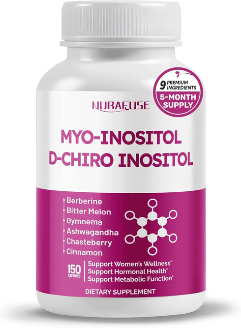 NURAFUSE High Potency Myo-Inositol & D-Chiro Inositol with Chasteberry, Cinnamon, Bitter Melon &