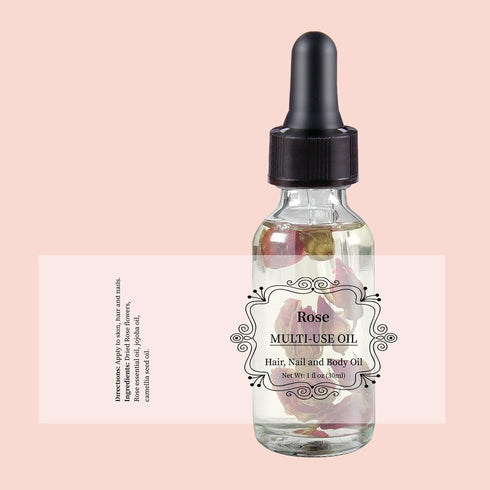 NP NATURES PHILOSOPHY Rose Multi-Use Oil, Organic Essential Oil for Face, Hair, Body, Nails - 1 Fl Oz