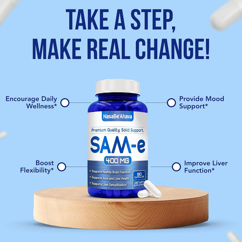 SAM-E Supplement 400mg, Easy Absorption S-Adenosyl-L-Methionine for Bone and Mood Support, 90 Day Supply
