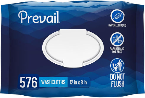 Pack 12"x 8", 96 Count (1 Pack 96) Prevail Soft Adult Washcloths - Unisex Adult Incontinence Wipes - Disposable Adult