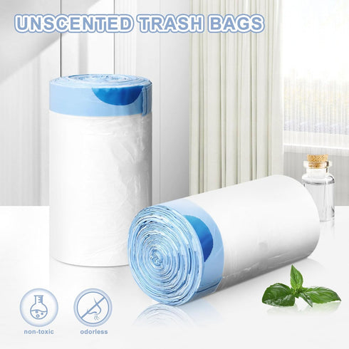 140 Count Small Trash Bags, 4 Gallon Drawstring, No-tear Design, White, YUFDA Strong Unscented Trash Bags
