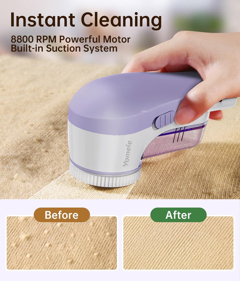Fabric Shaver, Rechargeable Lint Remover - 6-Leaf Blades for Clothes & Furniture, Couch Pilling Depiller