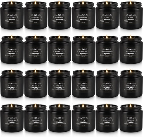 Scented Candle Set 24 Pack,Black, Candle for Home Scented, Odor Eliminating, Stress