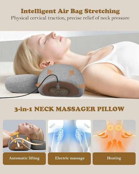 VANJUNBILL 3-in-1 Neck Massager Pillow, Neck Pillow, Massage Neck Hump for Shoulder Relief,Relieves Deep Tissue by