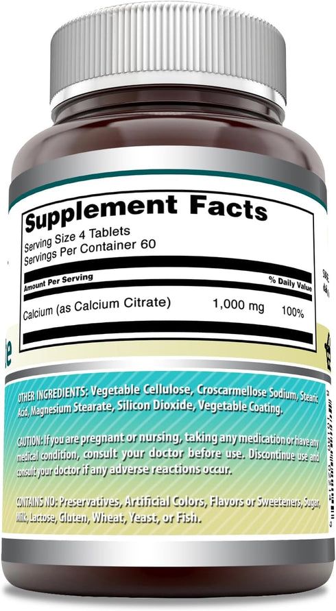 Amazing Formulas Calcium Citrate Supplement | 1000 Mg | 240 Tablets | Non-GMO | Gluten Free | Made in USA