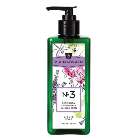Liquid Soap, Shea Butter Enriched (12 oz), No. 3 - Pepe Rose, Lavender & Vanilla Bean