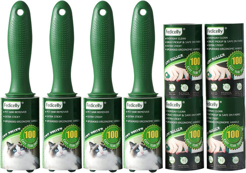 Fedicelly Extra Sticky Lint Rollers for Pet Hair, 800 Sheets Cat Dog Hair Remover for Laundry and Furniture