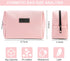 MAANGE 2 Pcs Portable Makeup Bag for Women, Travel Cosmetic Pouch, PU Leather (Pink+Green)