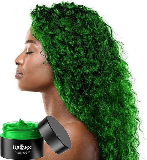 UrbanX Washable Hair Coloring Wax - Unisex Color Dye Styling Cream, Temporary Pomade for Party Cosplay (Green)