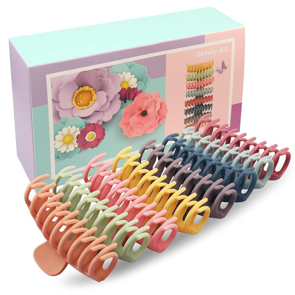 Large Hair Claw Clips for Women, Big Matte Colorful Banana Hair Clips, Aesthetic Preppy Stuff for Thick Curly Hair (8