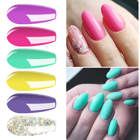 Vishine 6 Colors Gel Nail Polish Set - Rainbow Candy Nail Art Gift Box, Soak Off UV LED Gel Polish Kit 8ml