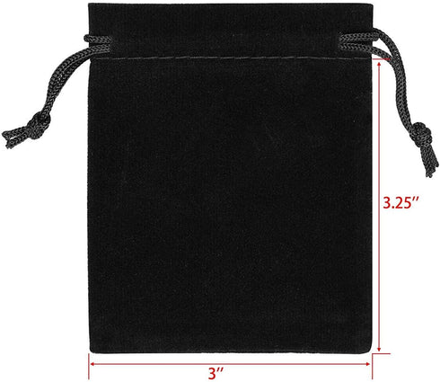 JIAKAI 30pcs Velvet Double Drawstring Cloth Bag - Jewelry Drawstring Pouches for Small Items (Black)
