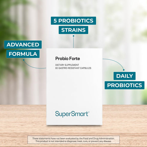 Supersmart Probio Forte 8 Billion CFU per Capsule - Daily Probiotics Supplement for Women & Men, 60 DR Caps