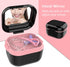 BVN Denture Bath Case, Retainer Cleaner with Mirror, Mouth Guard and Aligner Holder, Black for False Teeth