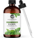 NaturoBliss 100% Pure Basil Essential Oil, Therapeutic Grade Premium Quality (4 fl. oz) with Glass Dropper for