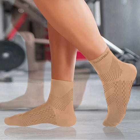 TechWare Pro Plantar Fasciitis Socks - Ankle Compression Socks for Women & Men. Achilles Tendonitis Brace & Foot Arch