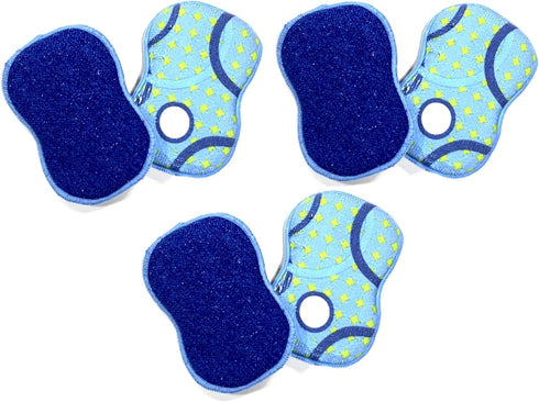 Microfiber Double Sided Scrub & Wipe Sponge Pad for Kitchen & Bath, Reusable Machine Washable (6pc)