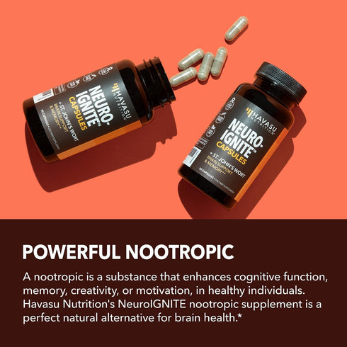 NeuroIgnite Brain Supplements 1 Month Supply for Memory and Focus Support with St Johns Wort & Ginkgo Biloba Nootropics