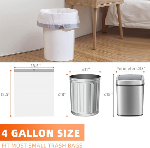 80 Count 4 Gallon Small Drawstring Trash Bags, Unscented White Liners for Bathroom Office Kitchen