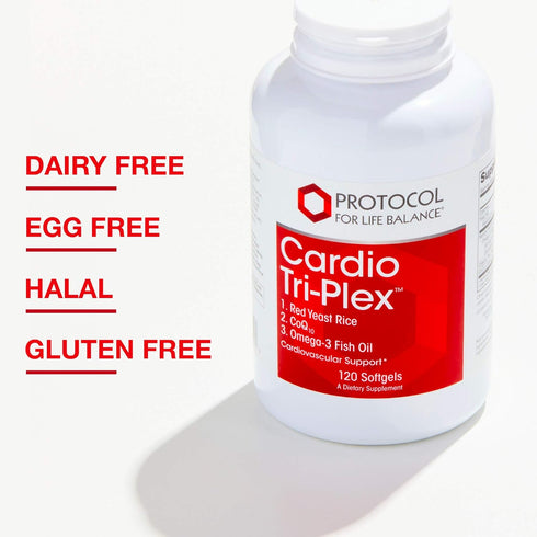 Protocol Cardio Tri-Plex Heart Health Formula* | Red Yeast Rice, CoQ10 & Omega-3 Fish Oil | DHA Dietary Supplements