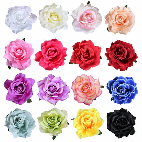 inSowni 16 Pack Big Rose Flower Hair Clips, Brooch Pins Accessories for Women and Girls, 16PCS S1