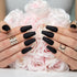 Hypnaughty 24 Pcs Noir Black Matte Luxury Coffin Press on Nails with Glue, Medium Long Solid Black Color