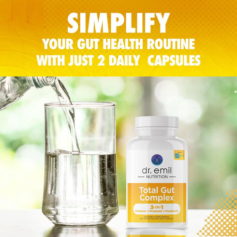 DR. EMIL NUTRITION Total Gut Health Complex - Prebiotic + Probiotic + Postbiotic for Digestive Health
