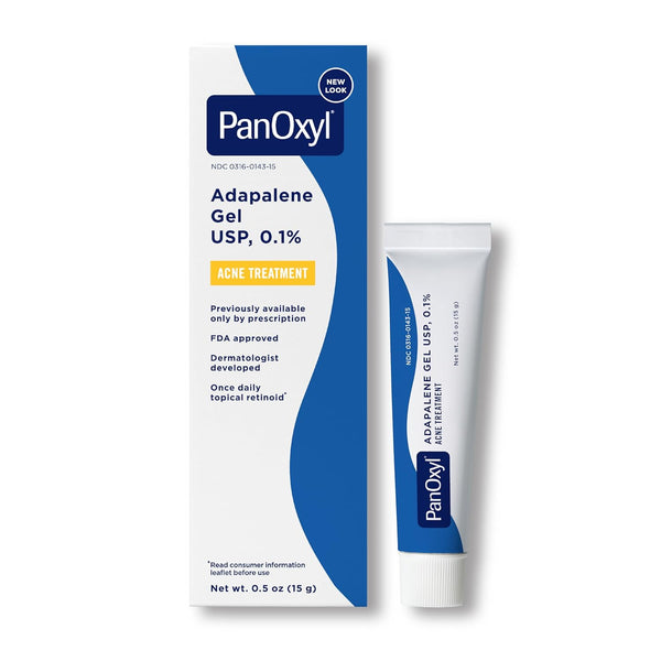 PanOxyl Adapalene 0.1% Leave-On Gel, 30 Day Supply for Acne Prone Skin, Oil Free, Fragrance Free, 0.5 oz