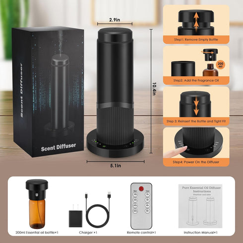 OfficeHome200ML 1500 Waterless Scent Essential Oil Diffuser for Hotel,Whole House,Large Room, Large Capacity, Covering